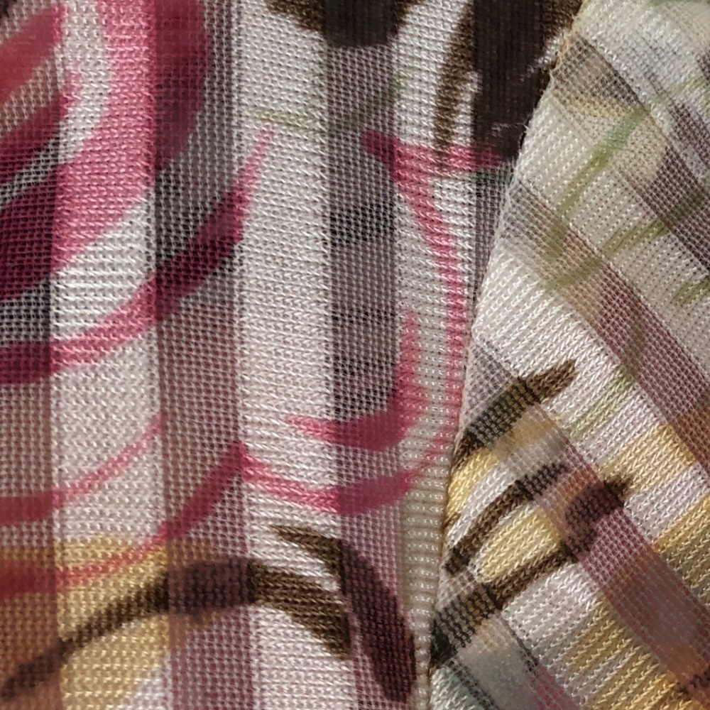 VTG 70s Montgomery Ward Floral Striped Sheer Blouse Women's Sz M‎ Pink Button Up - Picture 6 of 10